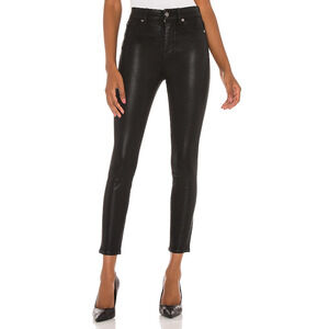 7 For All Mankind 'The High Waist' Skinny Black Denim Jeans Faux Pockets Size 25